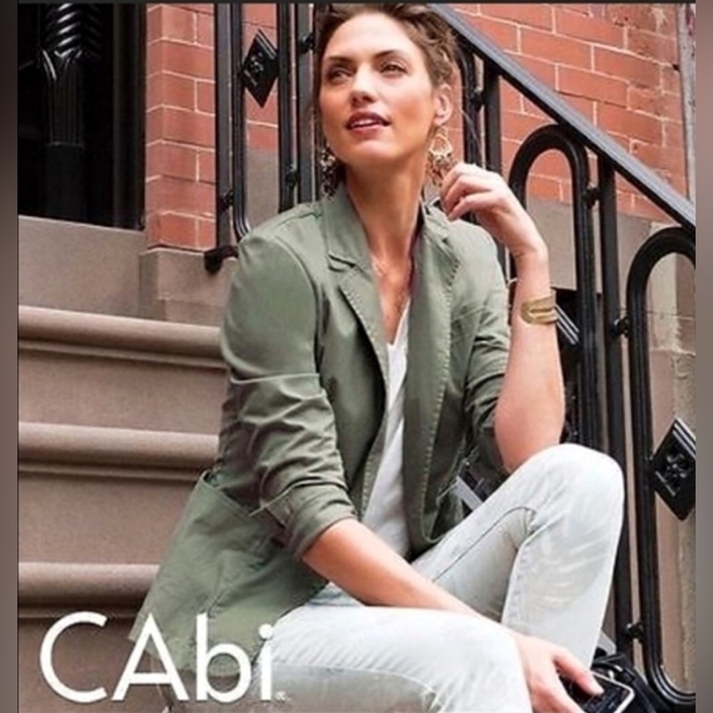 Cabi Style 207 Olive Blazer With Patterned Lining - image 1